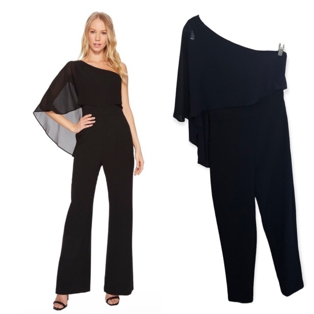 Vince Camuto Cape One shoulder Crepe jumpsuit